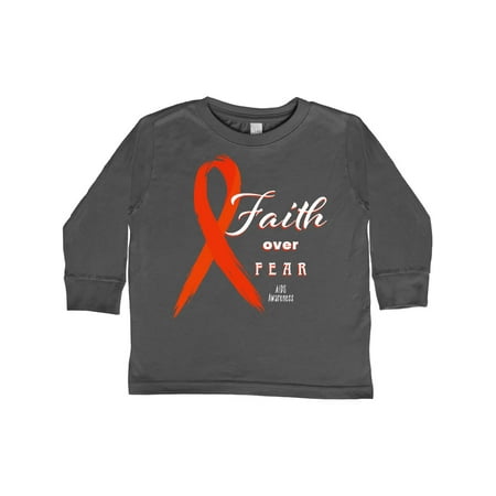 

Inktastic Faith Over Fear AIDS Awareness with Red Ribbon Gift Toddler Boy or Toddler Girl Long Sleeve T-Shirt