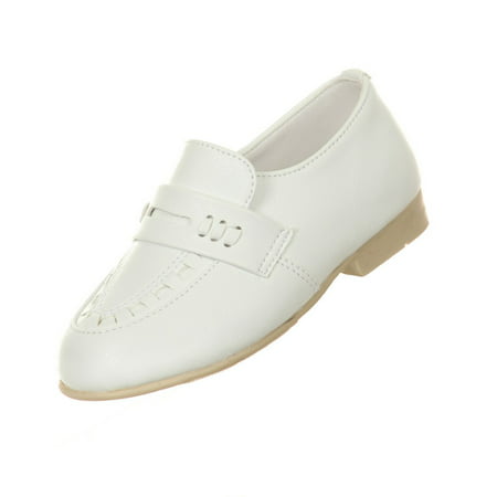 Rain Kids Boys White Front Detailing Quality Dress Shoes 11-4
