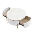 thumbnail image 4 of TesNus Modern Round Coffee Table with 2 Drawers, 31.5" White MDF Storage Accent Table with Gold Metal Legs for Living Room, 4 of 8