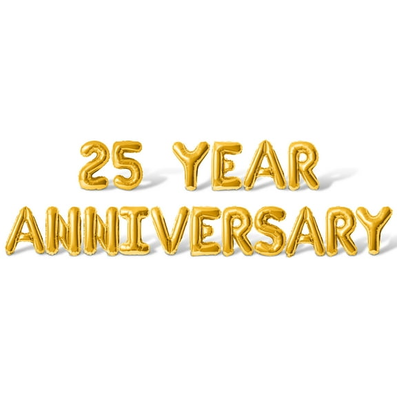 Letter Balloons - 25 YEAR ANNIVERSARY 16" Inch Alphabet Letters Foil Mylar Balloon 25th Anniversary Party Banner (Gold)