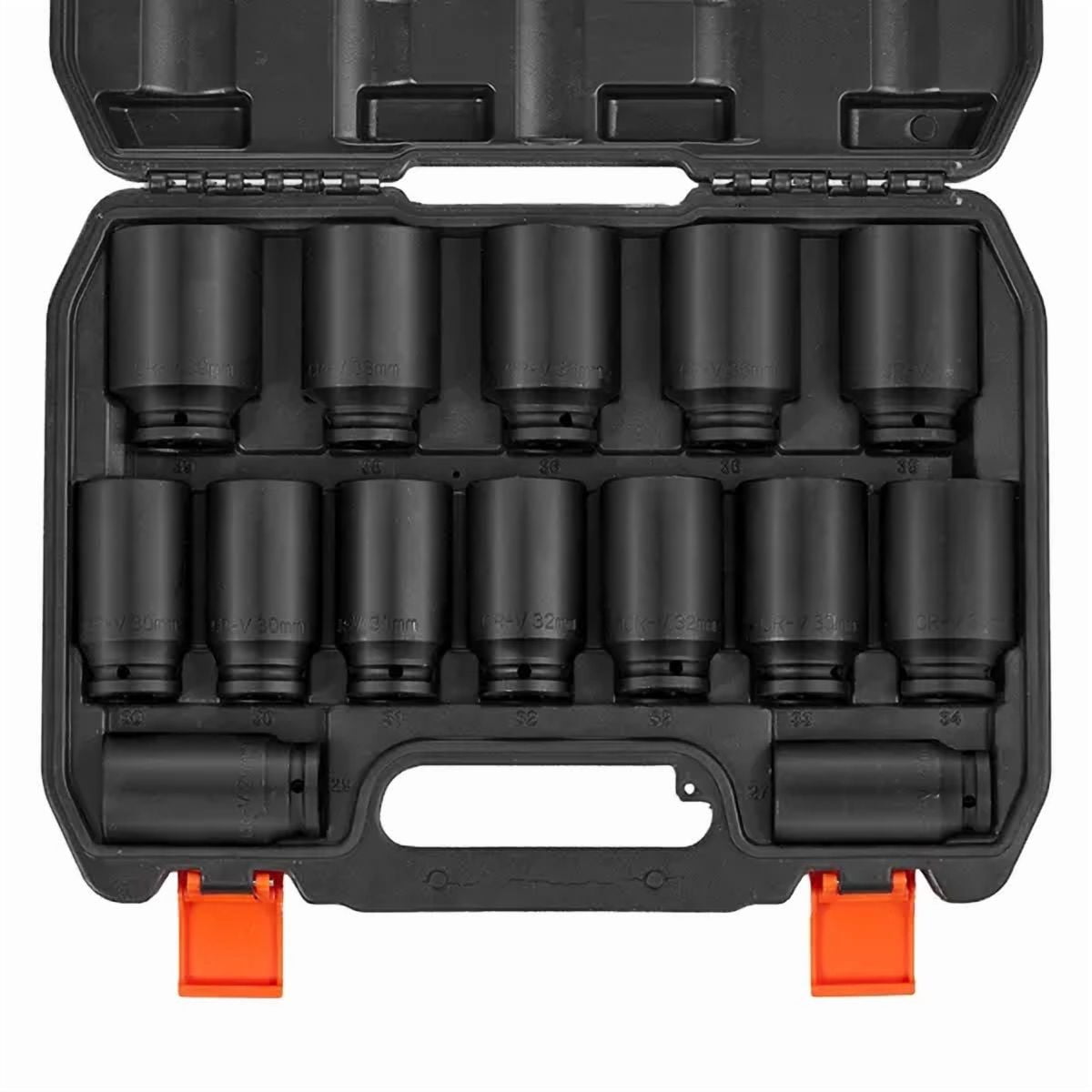 Axle Nut Impact Socket Set 1/2 Inch Drive Deep 6 and 12 Point 14 Piece Metric