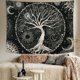 thumbnail image 3 of Tapiz del árbol de la vida, tapiz psicodélico para colgar en la pared con luna y sol negro, 3 of 5