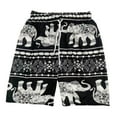 thumbnail image 3 of Mens Womens Beach Shorts Fashion Drawstring Baggy Elephant Printed Short Pants Black White Stripes, 3 of 9