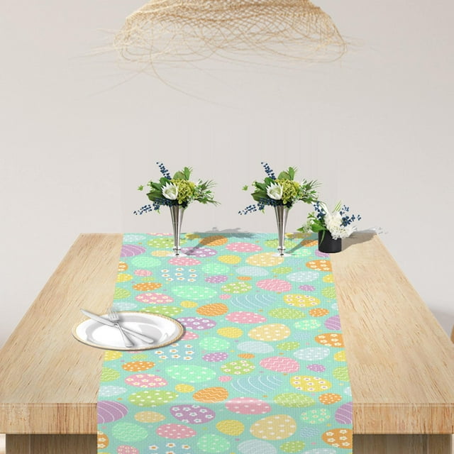Easter Table Runner,Easter Table Flag Linen Digital Heat Transfer Table Runner Home Decor Tablecloth Oil And Stain Resistants Non Slip,1×Table Runner Clearance