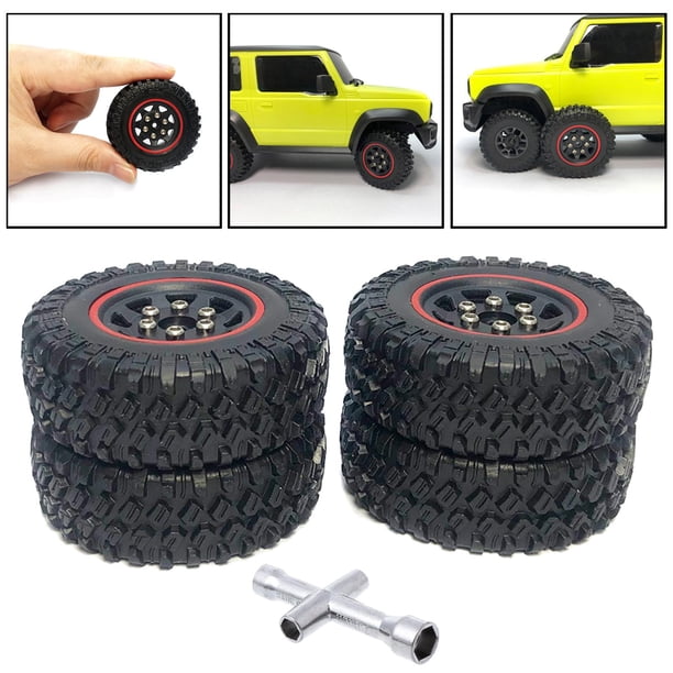 Paquete de 4 piezas de ruedas de goma Hugo 1:16 para XMYKC01CM Trucks Rojo con llave