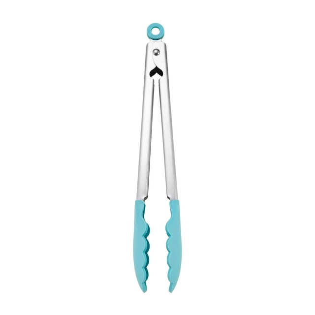 Pinzas KitchenAid de acero inoxidable con punta de silicona, 26 cm, color aguamarina S