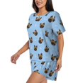 thumbnail image 2 of Wukai french Bulldog Face Women's Pajama Set,Short-Sleeve Top and Shorts with Elastic Waistband and Pockets for Loungewear, Yoga, and Casual Wear-4X-Large, 2 of 8