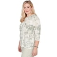 thumbnail image 3 of Alfred Dunner Womens Floral Tonal Border Embellished Neck Top, 3 of 4