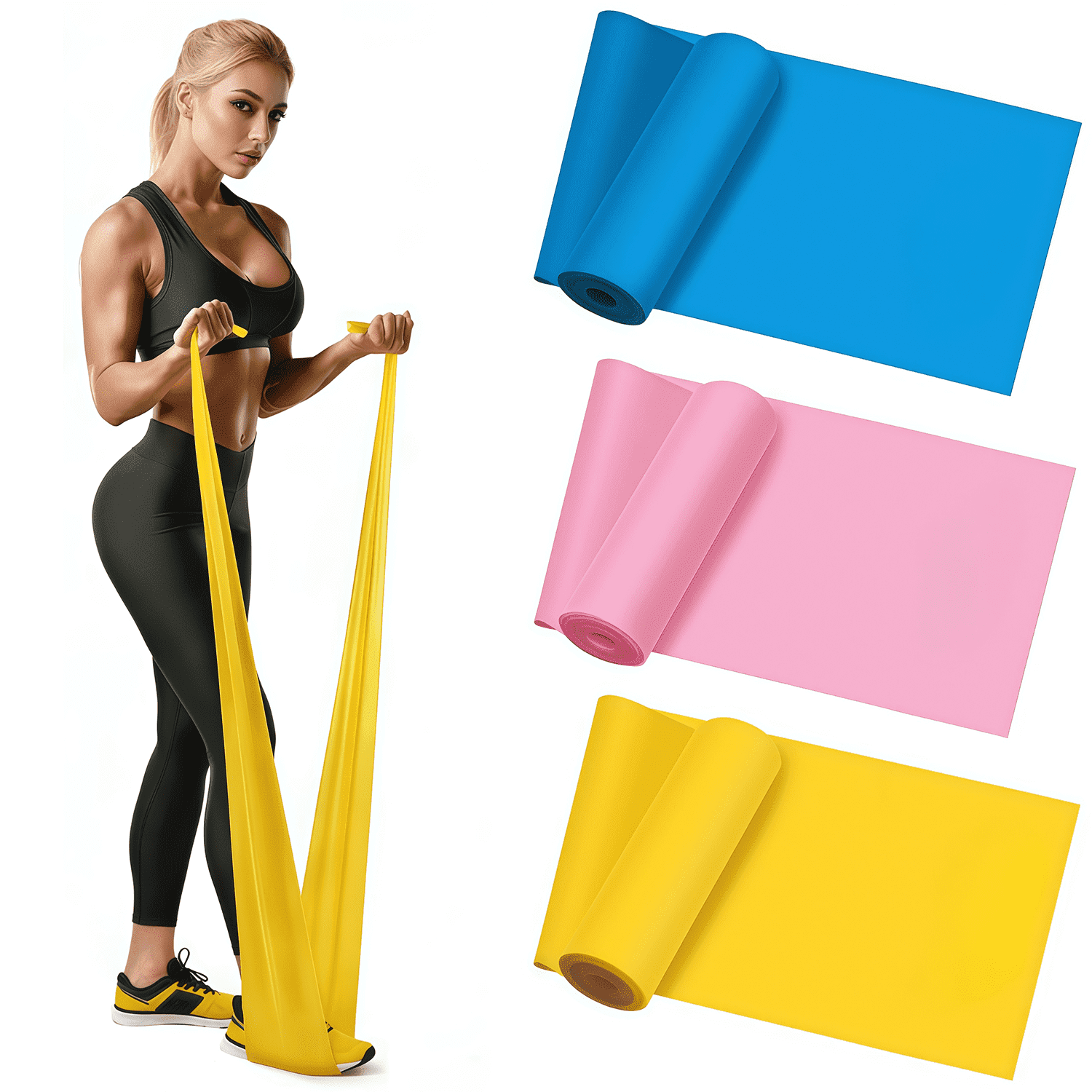 Resistance Bands Set, Non-Latex Elastic Stretch Bands for Yoga, Pilates, Gym & Home Workouts for Men & Women