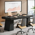 thumbnail image 3 of Tribesigns 55.1" W Modern Conference Table: Professional Meeting Desk with Thick Tabletop and Double Trapezoidal Legs, Designed for 4-6 People, Black, 3 of 8