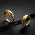 thumbnail image 5 of YAZI 18k Gold Plated Croissant Braided Twisted Signet Chunky Dome Ring Stacking Star Band for Women and Men Statement Wedding Ring Minimalist Jewelry Size 5 to 10, 5 of 13