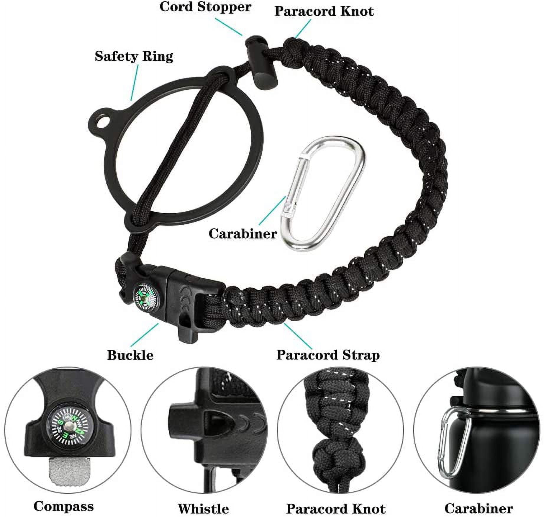 IRON °FLASK Paracord Handle - Fits Wide Mouth Water Bottles - Durable  Carrier, Secure Accessories, Survival Strap Cord, Safety Ring, and  Carabiner 