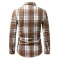 thumbnail image 5 of Gamivast Men's Plaid Flannel Shirts Long Sleeve Button Down Casual Collared Tops Classic Fit Checkered Dress Shirts for Fall Winter Daily Workwear Essential Brown XL, 5 of 6