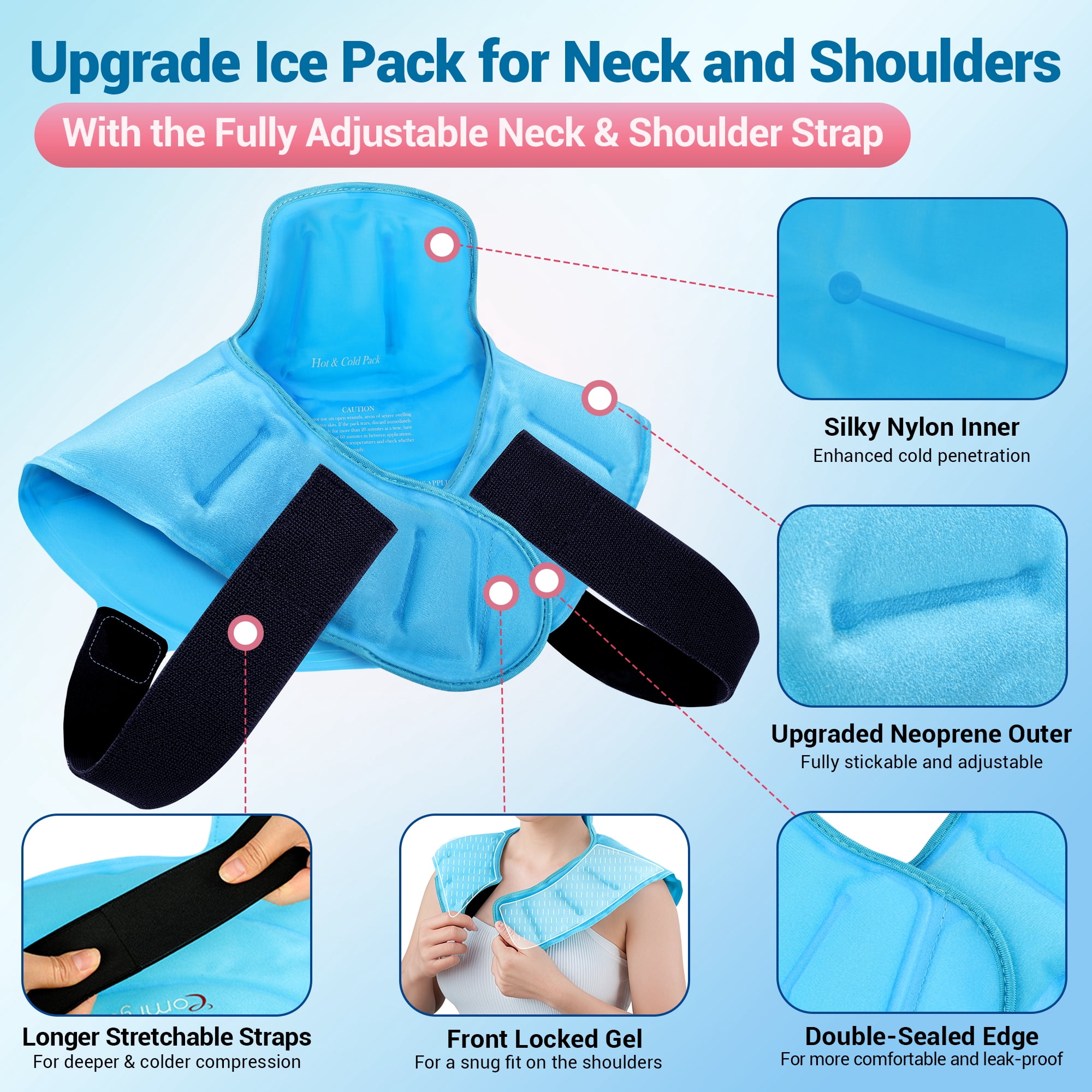 Comfytemp Ice Pack for Neck & Shoulder Pain Relief Hot Cold Therapy Wrap
