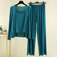 thumbnail image 2 of hoksml Women's Modal Pajama Set 3-Piece - Solid Color Cami Top and Light Long Sleeve Cardigan and Pants Lounge Wear, 2 of 5