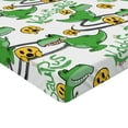 thumbnail image 2 of Ambesonne Emoji Fitted Sheet, Shocked Faces Dinosaur Print, Twin Size, White Fern Green Mustard, 2 of 3