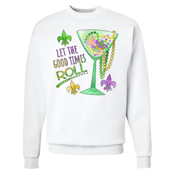 Inktastic Let the Good Times Roll Mardi Gras Goblet and Beads Adult Sweatshirt