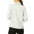 thumbnail image 4 of INSPIRE CHIC Women's Printed Long Sleeve Piped Button Down Shirts M White, 4 of 8