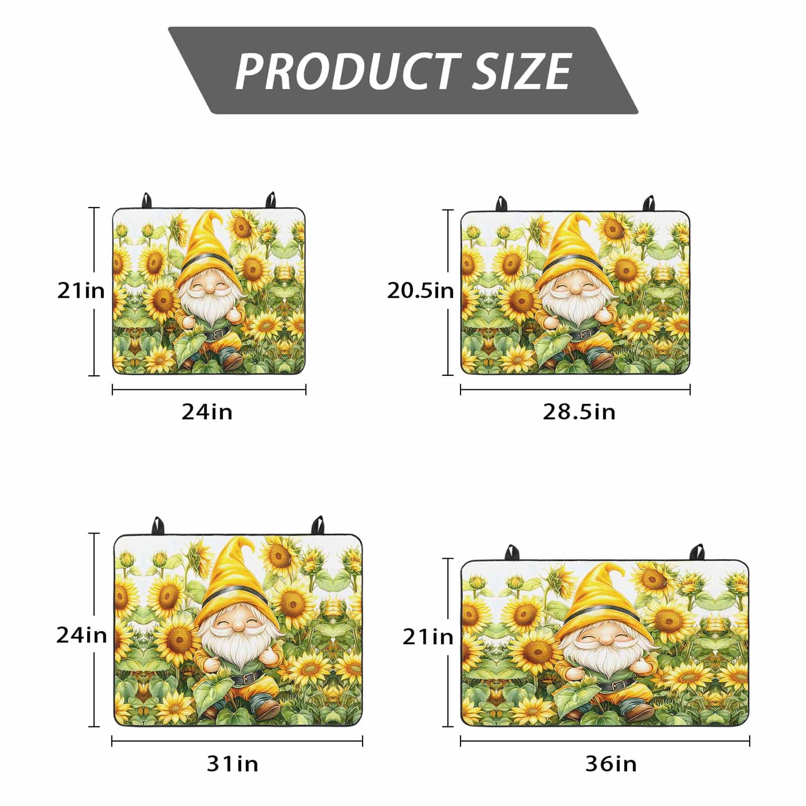 Sunflower Gnomes Stove Top Cover for Electric Stove, Heat-proof & Non Slip Glass Top Stove Cover Protector, Spring Summer Botanical Florals Kitchen Flat Cooktop Rubber Mat 31x24 Inches