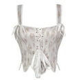 thumbnail image 2 of AUNVITO Women's Jacquard Bustier V Neck Strapless Boned Push Up Waist Cinching Corset Top Vintage and Stylish Style, 2 of 8