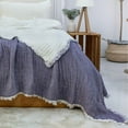 thumbnail image 3 of Layer Muslin Quilt,  Turkish Cotton Blanket, Ultra Soft, Lightweight Comforter, Breathable, All Season Bed Throw (Indigo, Twin Size, 3 of 5