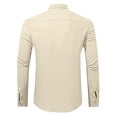 thumbnail image 5 of Sopiago Button Down Shirts for Men Dress Shirts Tops Mens Linen Long Sleeve Shirt Casual Work Shirt for Men Beige,3XL, 5 of 6