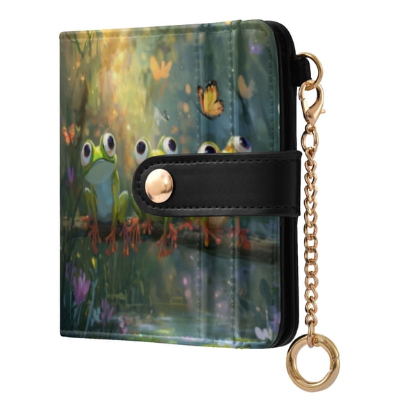 Qxltty Cute Frog Ladies Wallet Rfid Slim Thin Compact Credit Card Women Wallet Zipper Coin Pocket and ID Window for Female Gifts