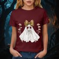 thumbnail image 4 of TOWED22 Halloween Shirts for Women Cute Ghost Graphic Tees Fall Crewneck Short Sleeve Costumes Autumn Party Graphic T-Shirt(Wine,XXL), 4 of 8
