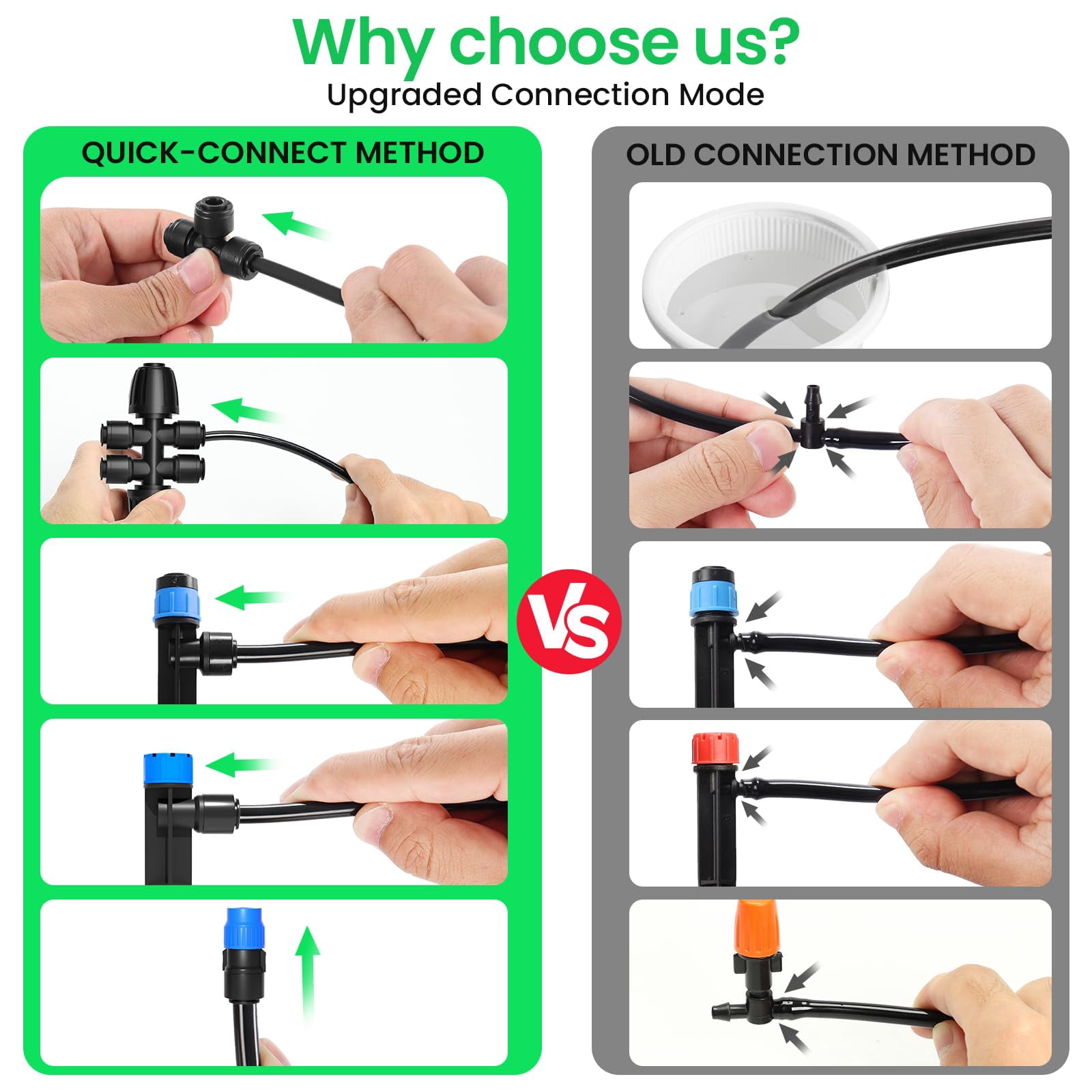 230FT Drip Irrigation System Kit Automatic Garden Watering System with Adjustable Nozzles Sprinklers for Garden Greenhouse Lawn