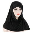 thumbnail image 3 of Forehead Cross Wrap Scarf Cap Solid Color Sequins Hijabs Muslim Women Turban Cap,black, 3 of 5