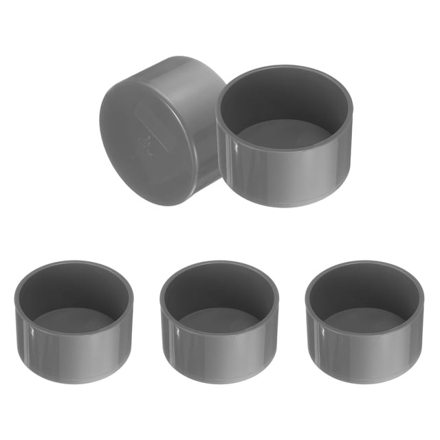 5 Piezas de Tapón de Final de Tubo, Tapón de Final de Tubo de Grado Mobiliario de 90 mm/3.54", Gris
