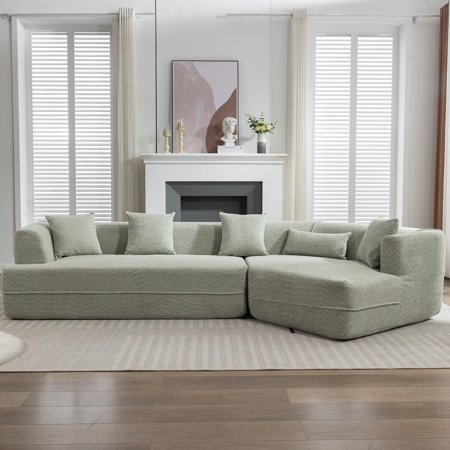 LUCKHAO Modular Living room sofa set, modern minimalist style sofa, Sponge Couch salon upholstered sleeper sofa, 2 PC free combination, fiber anti-wrinkle fabric, Sofa for Living Room Apartment