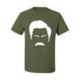 thumbnail image 2 of Wild Bobby, White Parks and Rec Fans Ron Swanson Mustache Face Silhouette, Pop Culture, Men Graphic Tee, Military Green, XX-Large, 2 of 4