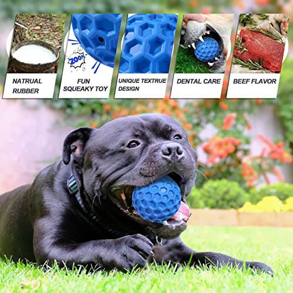 HESLAND Dog Chew Toys for Aggressive Chewers, Squeaky Dog Toys for Large  Dogs Medium Breed, Tough Durable Strong Natural Rubber Interactive Ball for