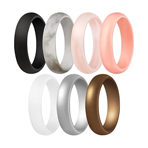 ThunderFit Silicone Wedding Bands for Women 5.5mm Wide 2mm Thick Dome 