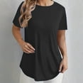 thumbnail image 2 of Women Blouses Solid-color Fashionable Back-button T-Shirts Round-neck Top Short-sleeved Round-neck Top/T-Shirts, 2 of 8