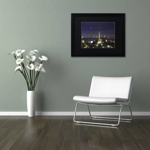 Trademark Fine Art "Fireworks of Rain in Paris" Canvas Art by Mathieu Rivrin, Black Matte, Black Frame