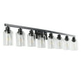 thumbnail image 4 of 8-Light Modern Bathroom Vanity Light, 51 Inch Wall Sconce with Clear Glass Shades, Dimmable E26 Base, Black, 4 of 9