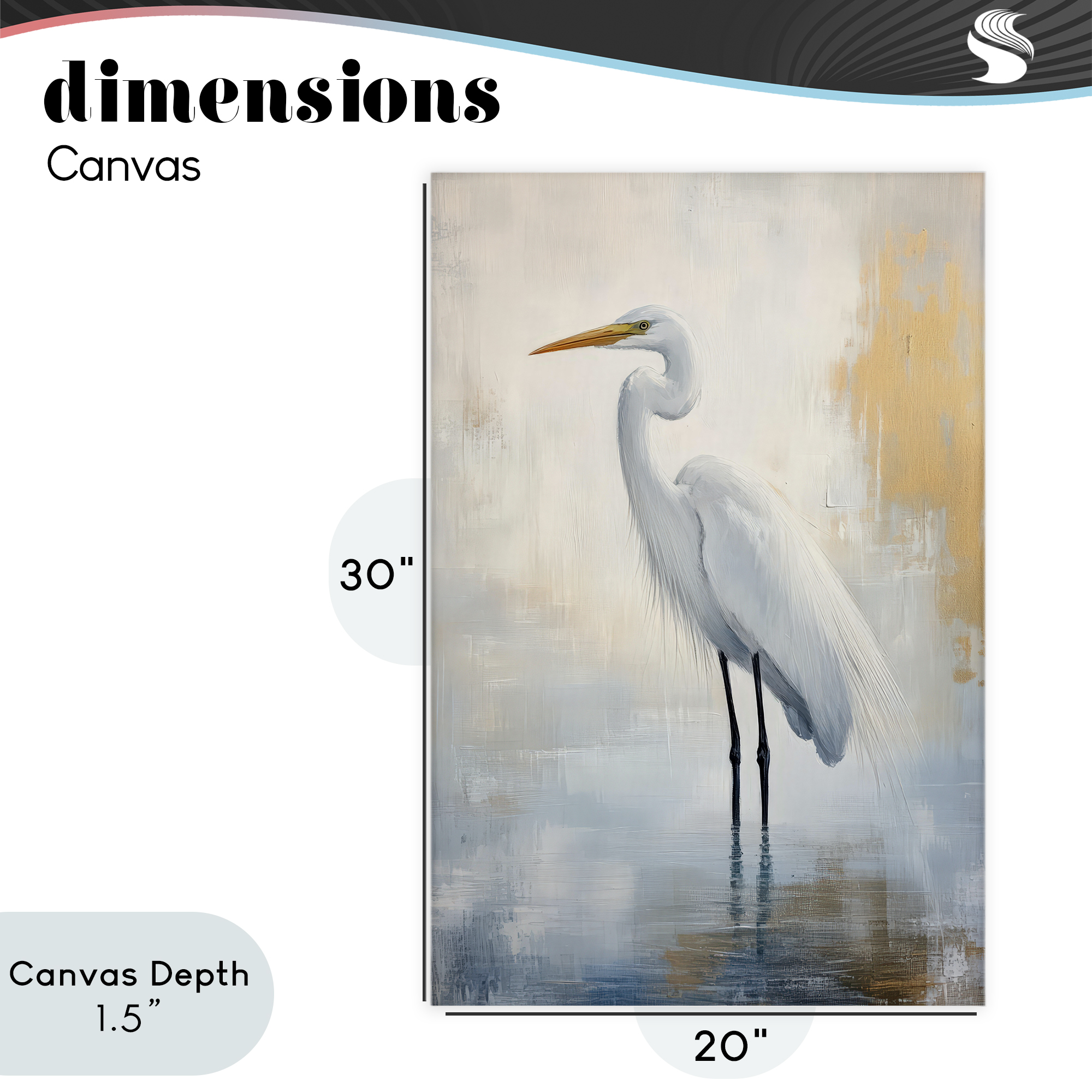 Stupell Industries Distressed Egret with Misty Reflection Canvas Wall Art, design by Petal Prints Design