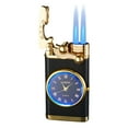 thumbnail image 2 of Windproof Lighter under $5! CQCYD Dual Flame Windproof Lighter with Quartz Watch, Refillable Butane Torch Lighter, Metal Blue Flame Cigar Lighter, Fashion Accessory Gift for Men, 2 of 6
