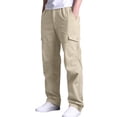thumbnail image 2 of JTieacloth Retro Cargo Pants For Straight Loose Fit Pocket Outdoor Casual Trousers With Mid Rise And Long Crotch Mens Cargo Pants Yellow, 2 of 6