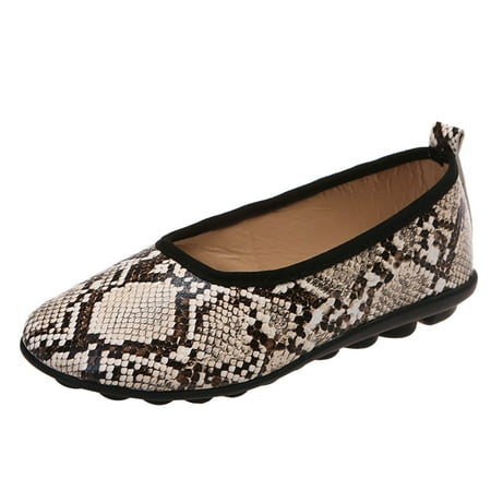

nsendm Women s Casual Sandals Casual Flat Retro Snakeskin Shallow Shoes Size Large Womens Casual Shoes 7.5 Wide Beige 9