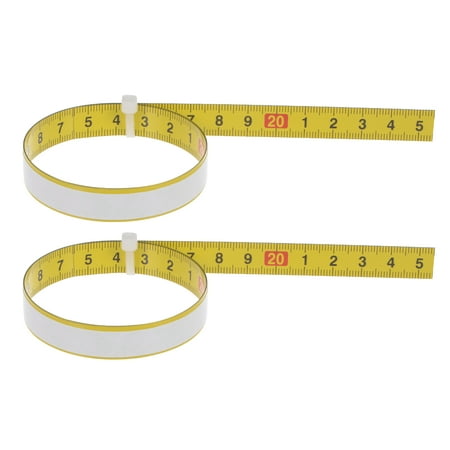 

2 Packs Self Adhesive Tape Measure 50cm Middle to Both Sides Sticky Steel Ruler Tape for Workbench Yellow