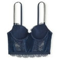 thumbnail image 3 of Victoria's Secret Dream Angels Lace & Velvet Shine Strap Corset Bra and Thong 2 Piece Set 38D/Large Panty NWT, 3 of 7