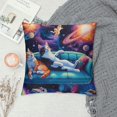 thumbnail image 2 of Sheronv Space Cats Graphic Decorative Throw Pillow Cover Short Plush Material Invisible Zipper Design for Home Couch Living Room Bedroom Sofa Car 1PC 18x18in, 2 of 5