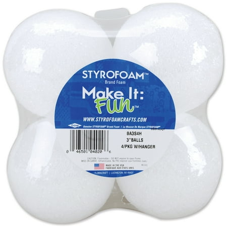 Flora Craft Four White 3 Styrofoam Balls