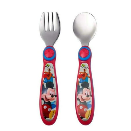Disney Mickey Mouse Easy Grasp Fork & Spoon, Toddler Flatware,