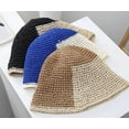 thumbnail image 5 of CoCopeaunt Straw Bucket Hat for Women Girls Hollow Sun Hat Breathable Beach Cap Sun Protection Hat Fashion Color Splicing Skullcap, 5 of 6