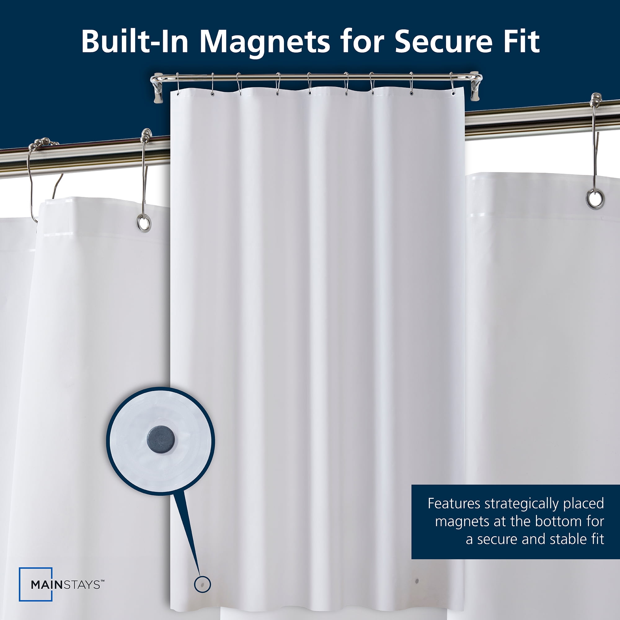 (3 pack) Mainstays Medium Weight PEVA Stall Sized Shower Curtain Liner, 54" x 78" – Frosty
