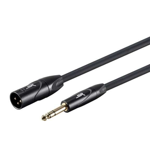 Monoprice XLR Male to 1/4 Inch TRS Male Cable - 15 Feet - Black | 16AWG, Gold Plated - Stage Right Series